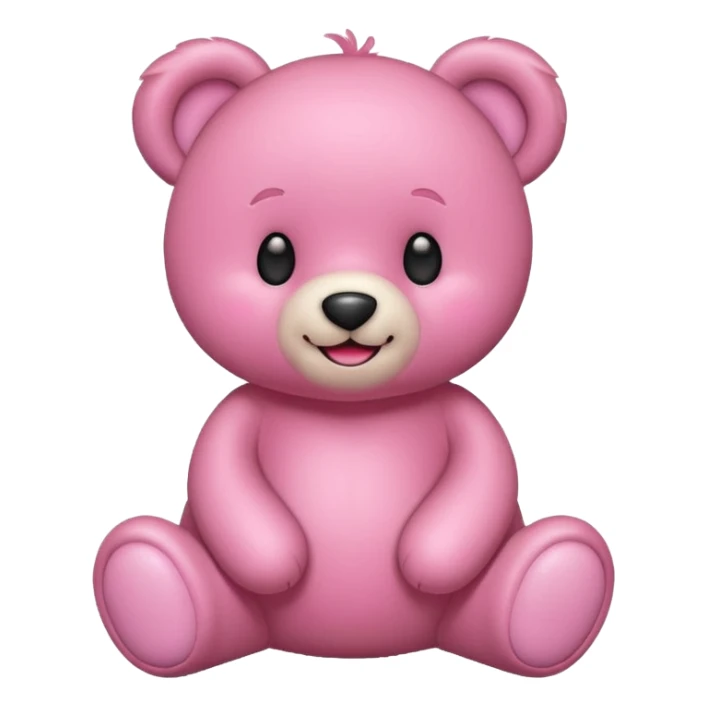 pink teddy bear, smiling and adorable, apple style emoji sticker