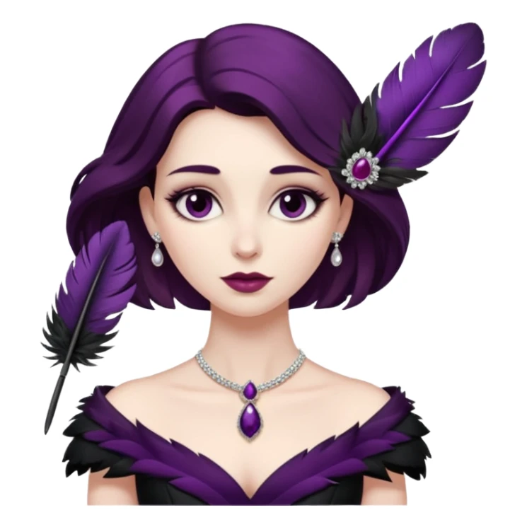 feather brooch + plum black gown,Shadow Princesses. sticker
