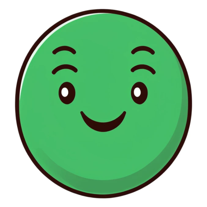 Elegant, refined Maya-inspired smiling face emoji, simple clean lines, geometric but beautiful, dark green on white sticker