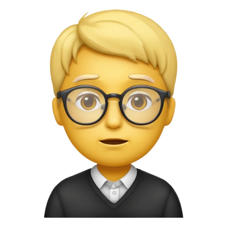 yellow emoji wearing glasses and thinking not smiling sticker