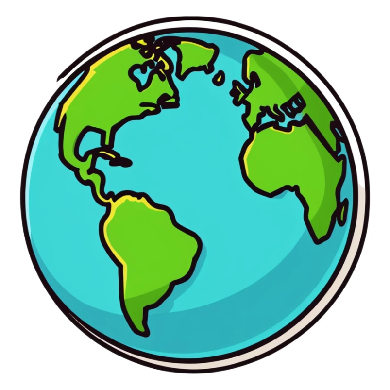 a globe with a dollar sign, cartoonish sticker style sticker