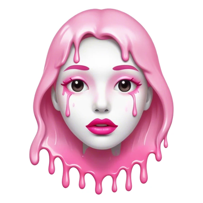 A lot white paint dripping off Floating pink glossy lips sticker