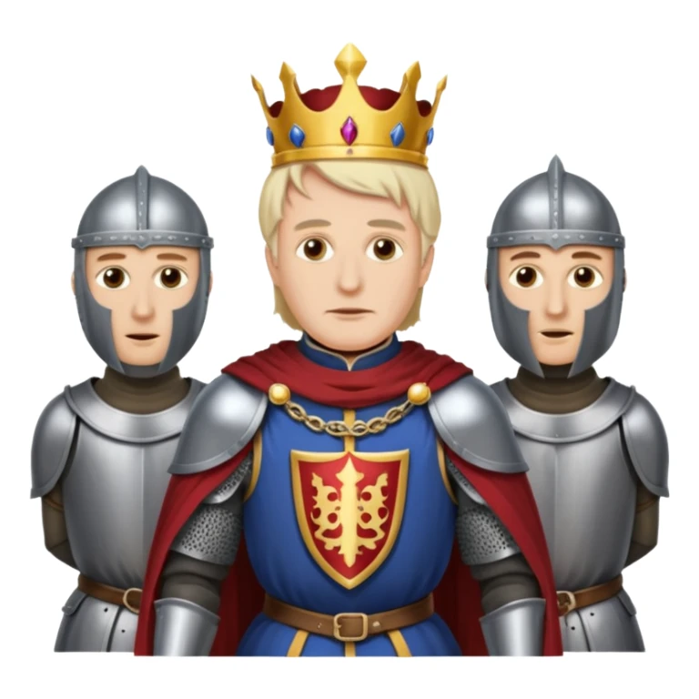 King Baldwin IV standing with knights wearing metal mask and royal attire sticker