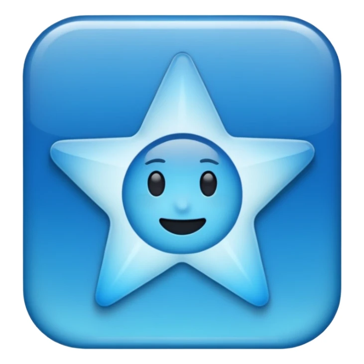 "Create a flat,  emoji featuring a badge or star-like shape with soft, rounded edges. The badge should be split vertically into two gradient shades of blue, bdeeper blue. In the center, place a bold, black checkmark symbol.and clearly recognizable as a verification or approved status icon." sticker