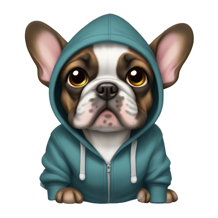 Brindle frenchie dog wearing a hoodie sticker