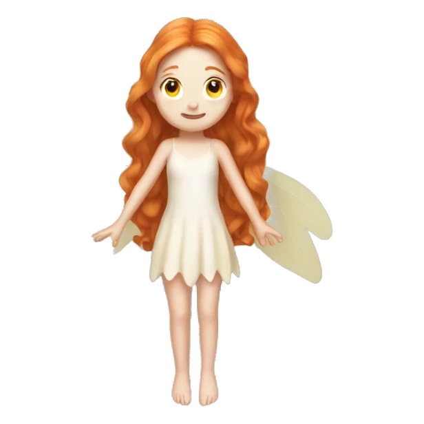 a white skin fairy, long ginger hair and wings sticker