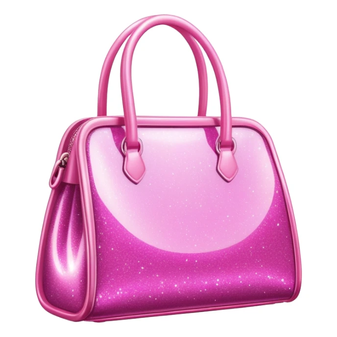 pink shiny sparkly glittery Barbie-style bag sticker