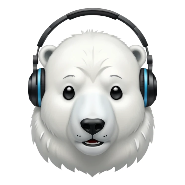 Polar bear wearing massive headphones while listening to mitski and crying  sticker
