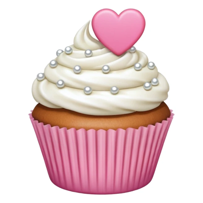 cupcake with a pink heart topper and pearls sticker