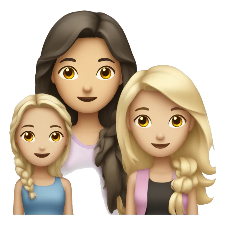 three girls, one is blond, one is brunette and one asian sticker