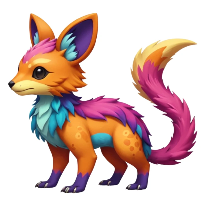 Rare realistic exotic cute epic pretty beautiful handsome gorgeous aesthetic colorful vibrant Vernid-species-Fakemon-creature by LiLaiRa, random markings, tufted ears, full body sticker