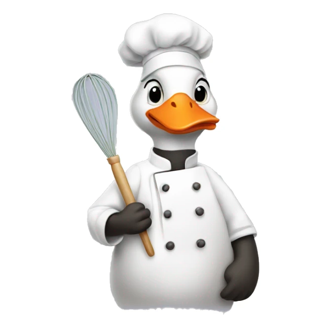 A goose dressed like a chef with one whisk in his hand sticker