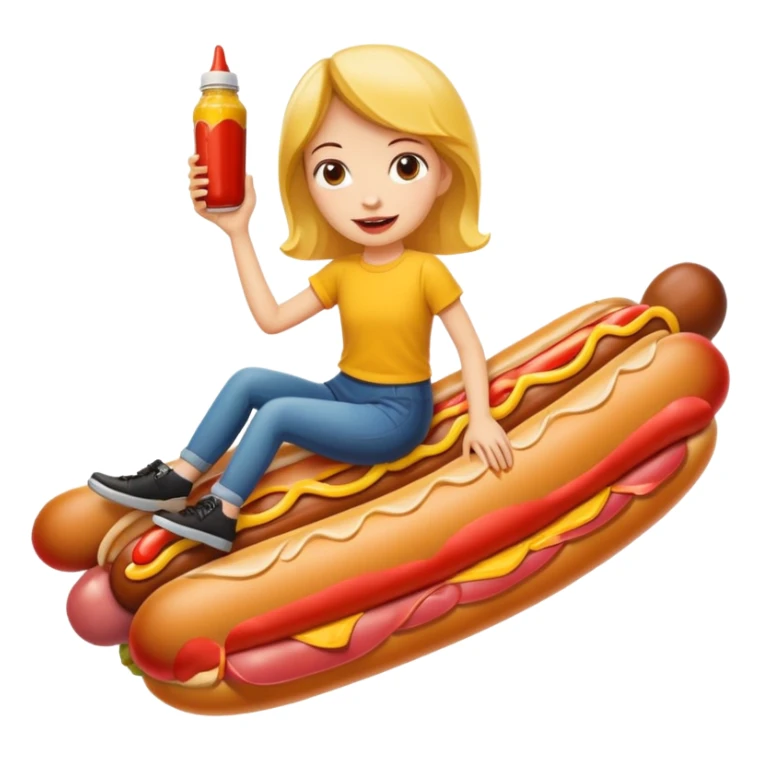 Girl riding a hotdog sticker