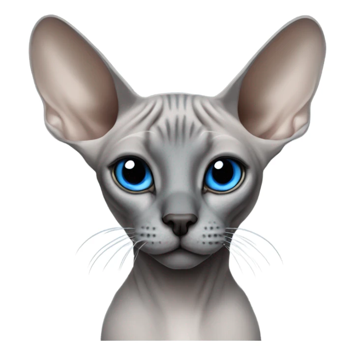 Sphinx cat , grey with a blach nose and blue eyes sticker