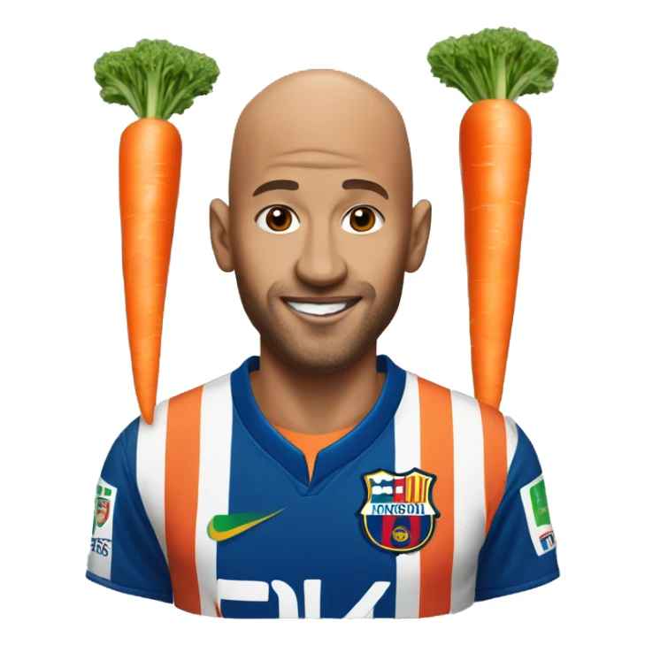 Bald man with Neymar jersey and carrot sticker