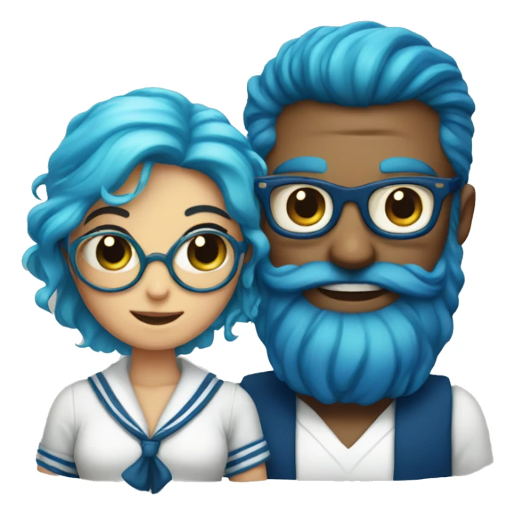 a sailor with glasses and a mermaid with blue hair sticker