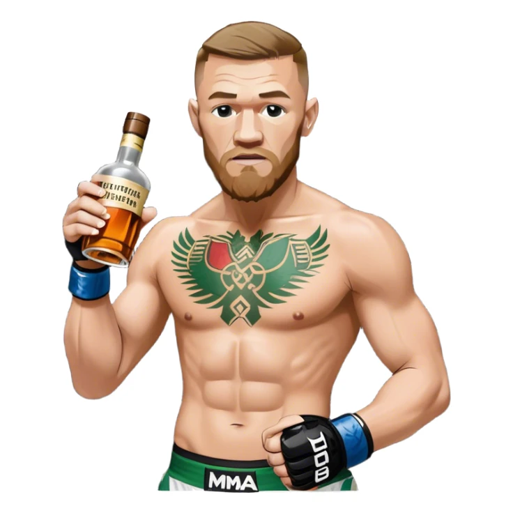 Conor mcreggor in the mma octagon with whiskey sticker