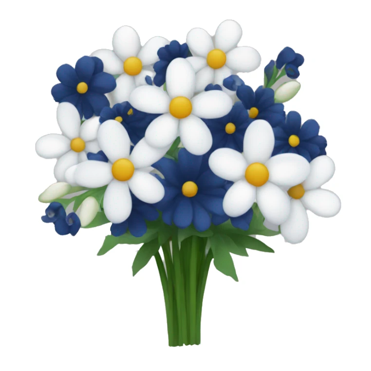 a flower bouquet with navy blue flowers as well as white ones sticker