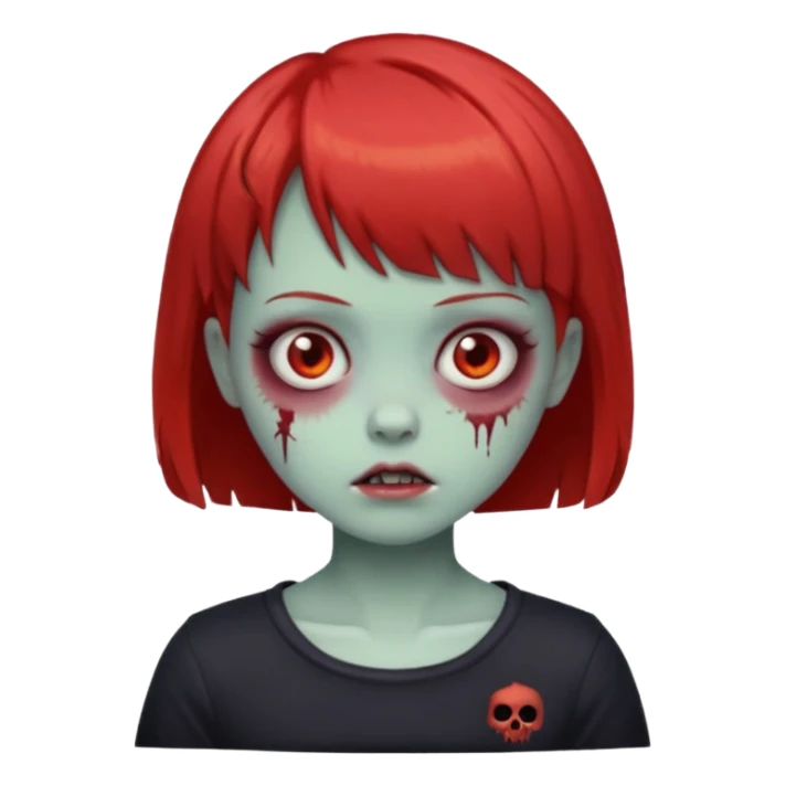 red short hair cute zombie girl with short bangs sticker