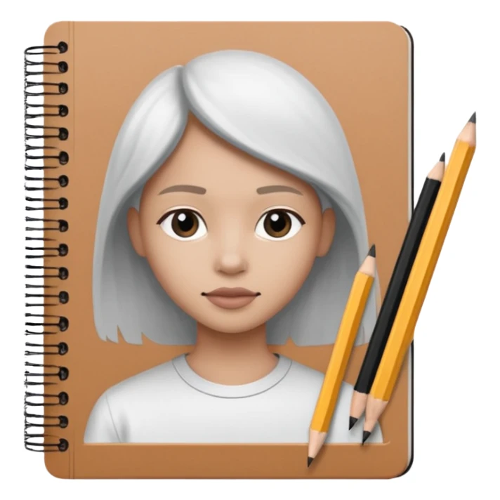 portre skecth on sketch book, with pencil. black and white sticker