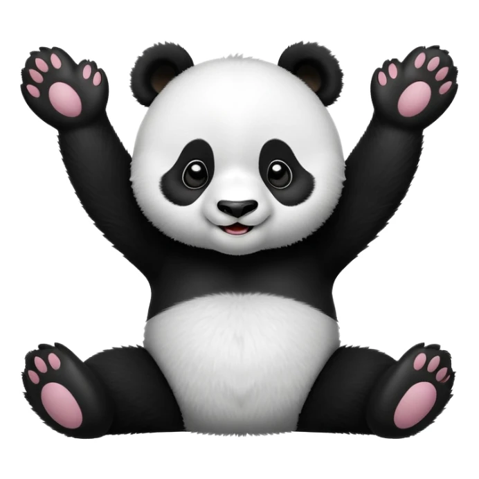 silly panda rolling on its back laughing with paws in the air sticker