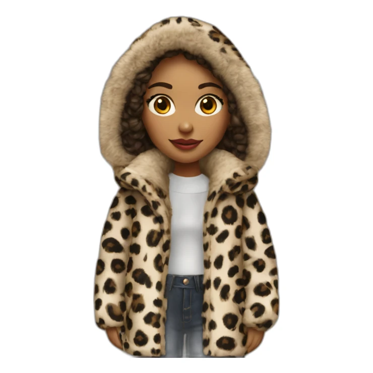 Winter girl in print leopard coat sticker