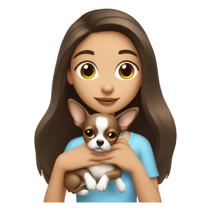 dreamy brunette girl with chihuahua dog sticker