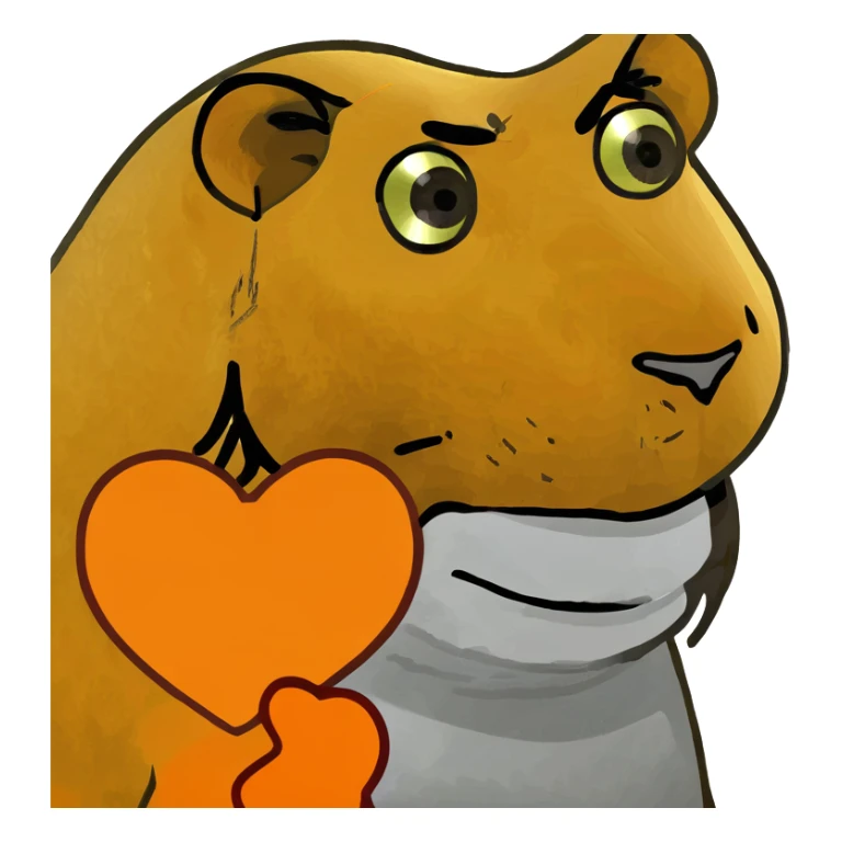 A lion but with orange hearts for eyes sticker