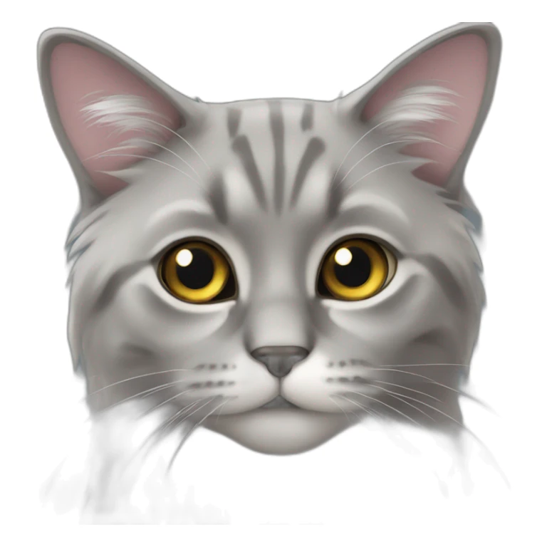 grey long hair cat huge eyes sticker