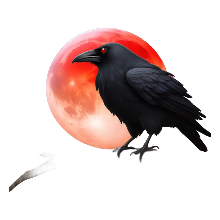 black raven against the backdrop of the red moon sticker