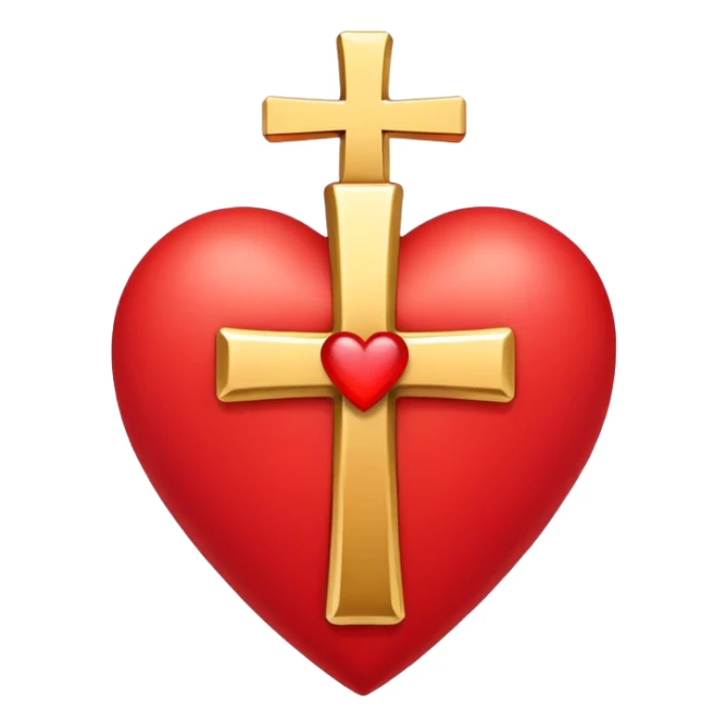 A gold cross on a heart  sticker