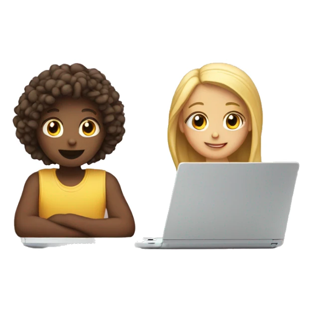 Girl and boy laptop with light above head sticker