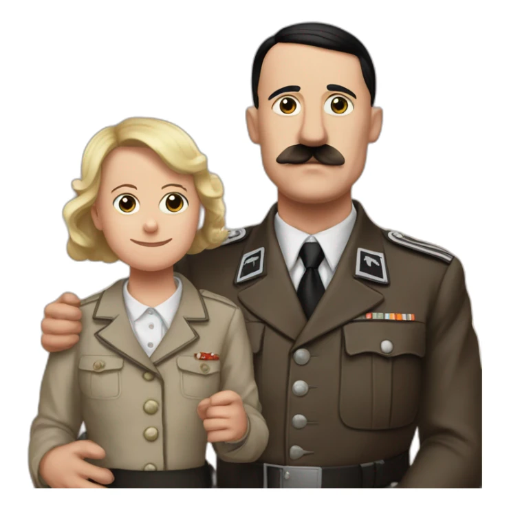 Hitler et sa mère leve la main au ciel sticker