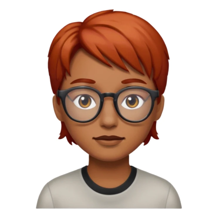 Cabelo vermelho ,pele parda  , olhos pretos e usando óculos  sticker