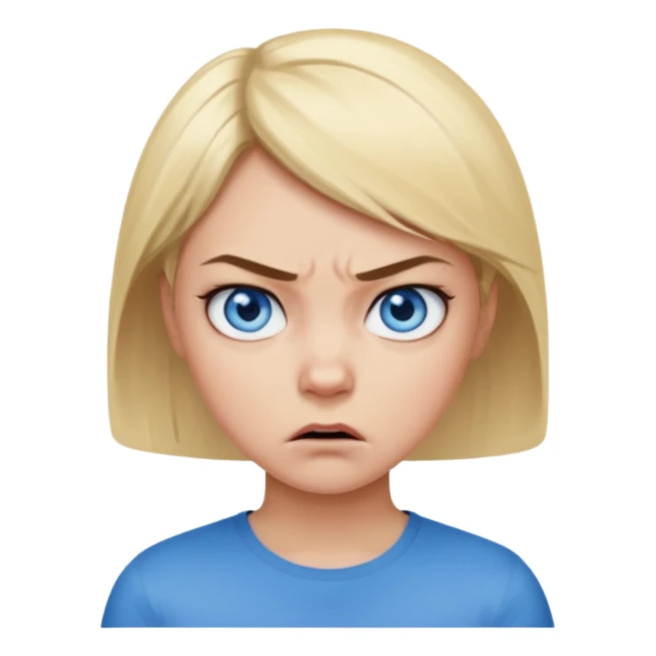 a girl blue eyes short blonde hair looking angry sticker