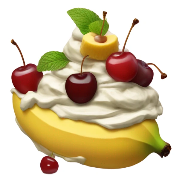 A banana split with mint chip ice cream and cherries and super yummy  sticker