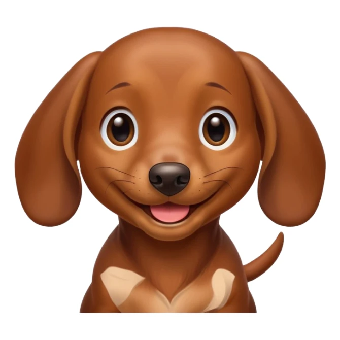 Perrito salchicha marrón sonriendo y jugando, dame varias variantes sticker