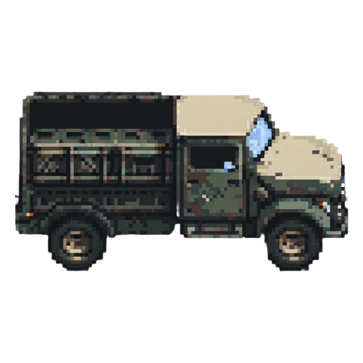 military truck pixel art sticker