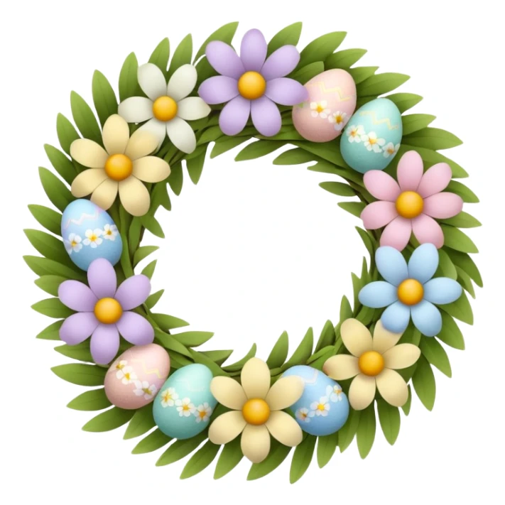 flower easter wreath in a shape of an egg sticker