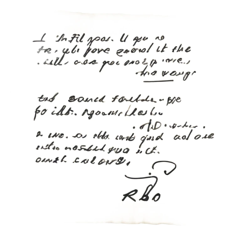 Note saying "I fill you up" Love Rob x sticker