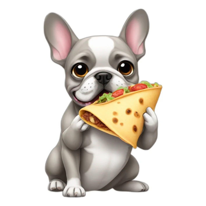 a french bulldog eating a burrito sticker