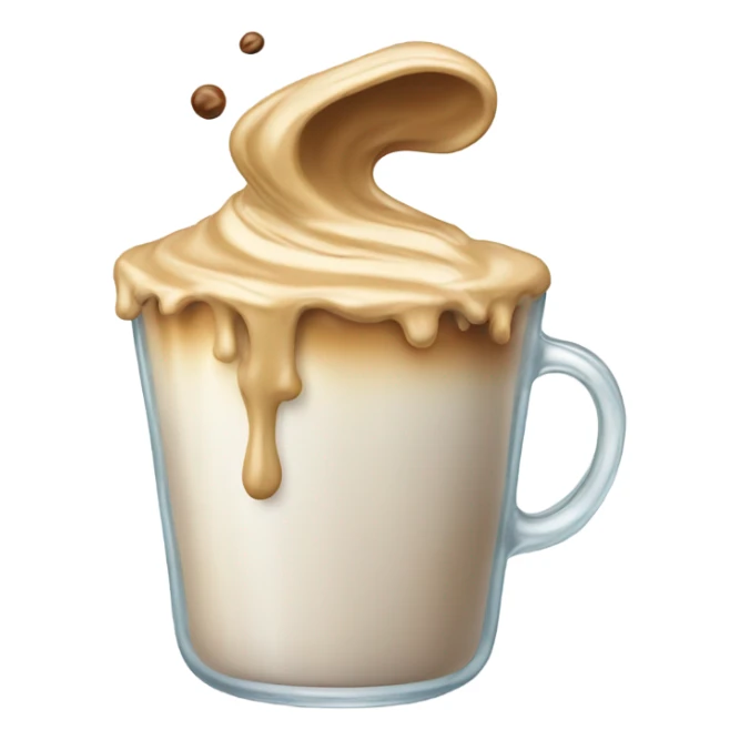 Creamy, overflowing coffee in a glass cup sticker