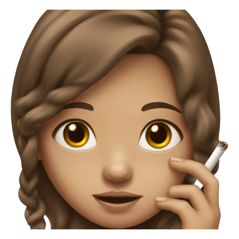 girl with long brown hair holding a cigarette  sticker