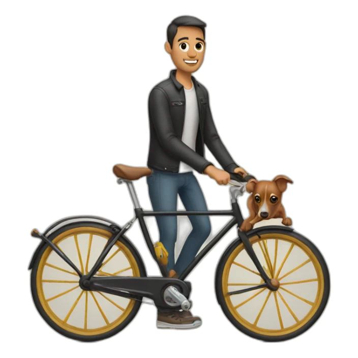 Hombre en bicicleta con pinscher sticker