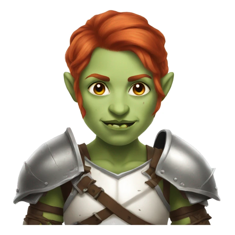 orc redhead with heavy white armor fantasy sticker