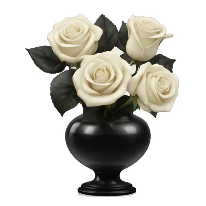 Black and ivory roses in transparent vase sticker