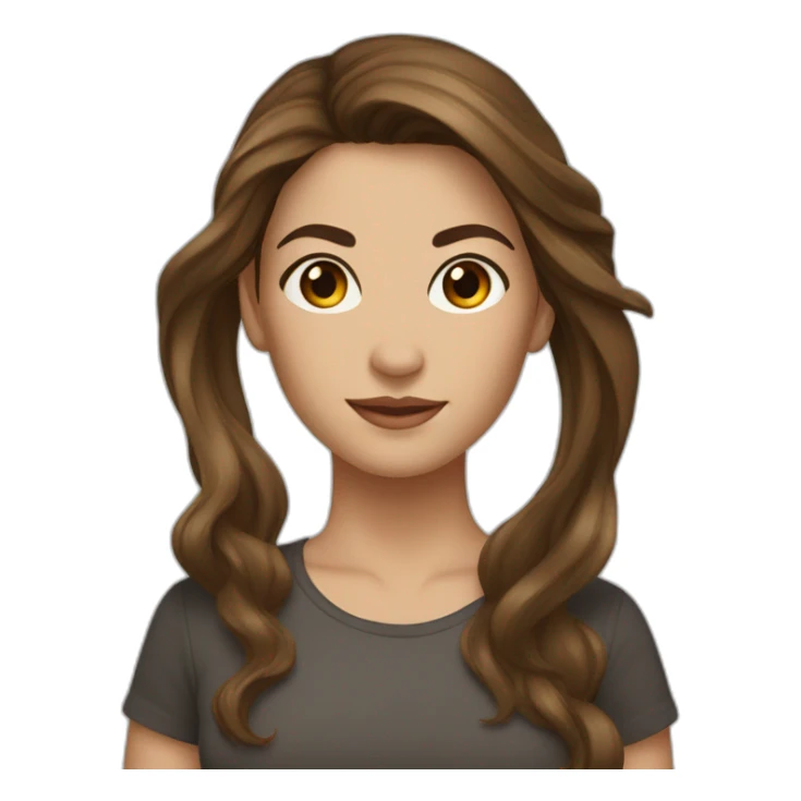 brown-haired woman with long hair, brown eyes, dancer sticker