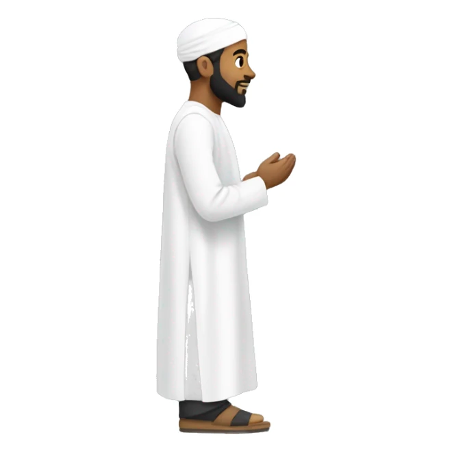 sideview of a bearded muslim man in a white thobe walking. sticker