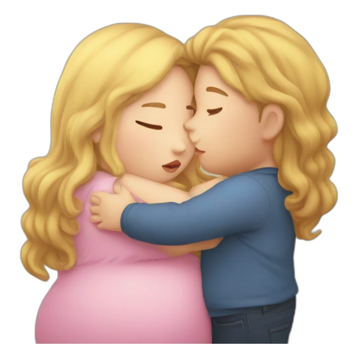 Chubby girl with long hair kisses chubby boy sticker