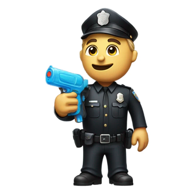 Cop holding water gun to the left sticker